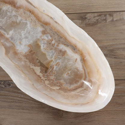 Mexican Onyx/Calcite Canoe Bowl 23"