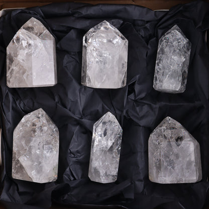Crackled Quartz Towers Set of 6 - Expert Wholesale and Supplier of Wholesale Crystals & Bulk Gemstones, ["Clear Quartz","Crackled","Points","Quartz","Towers"]