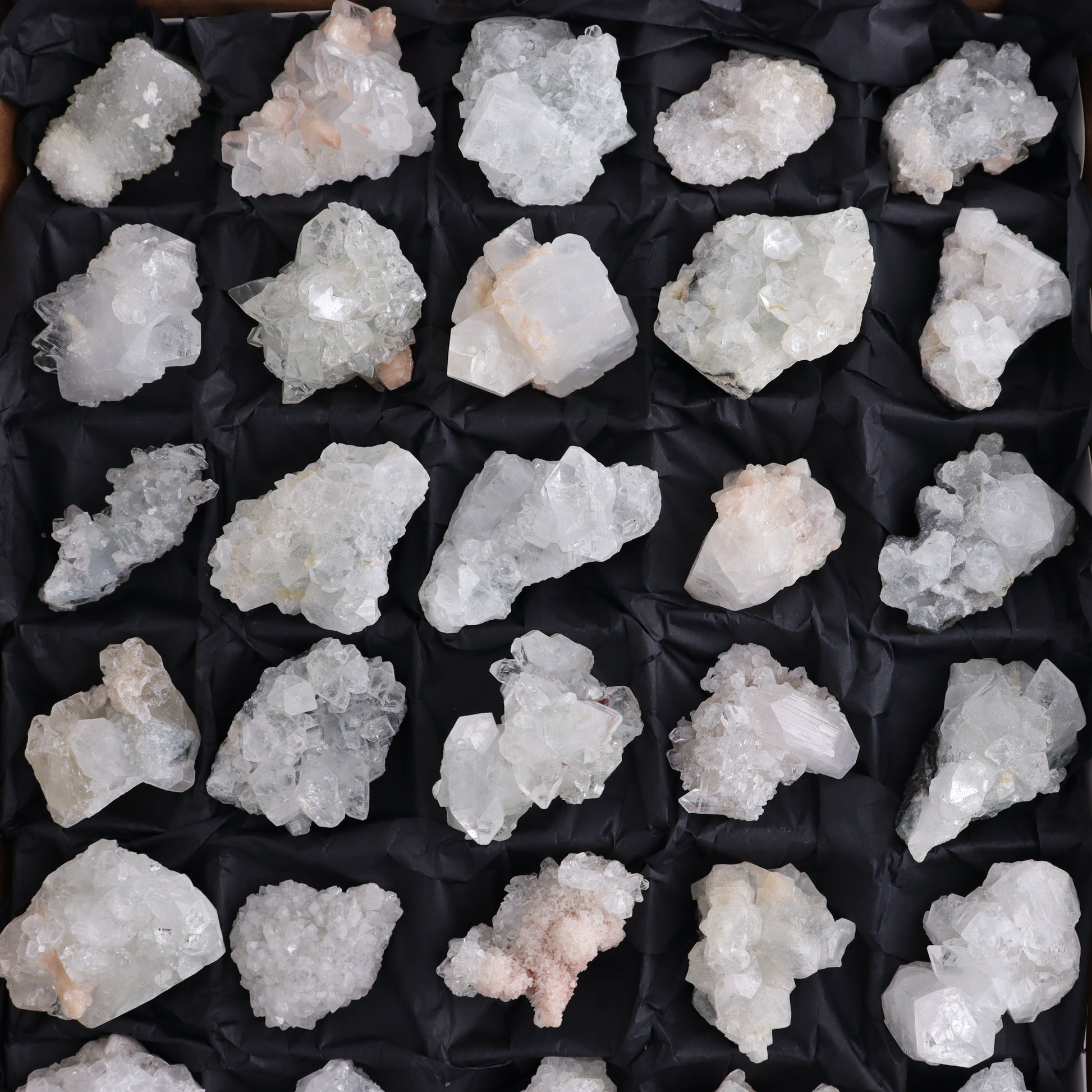 Apophyllite Clusters Flat of 35 - Expert Wholesale and Supplier of Wholesale Crystals & Bulk Gemstones, ["Apophyllite","Clusters","Flats"]