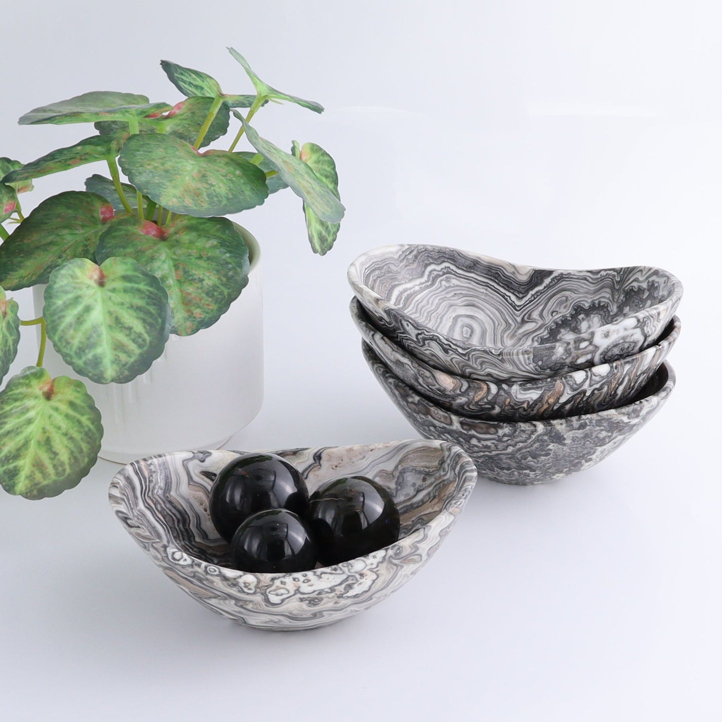 One Mexican Onyx/Calcite Black Zebra Small Oval Bowl - Expert Wholesale and Supplier of Wholesale Crystals & Bulk Gemstones, ["bowl","Bowls","Calcite","Catalog Onyx","Decorative Dish","Mexico","onyx"]