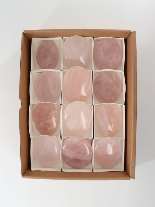 Rose Quartz Palm Stones Flat - Expert Supplier of Wholesale Crystals & Bulk Gemstones