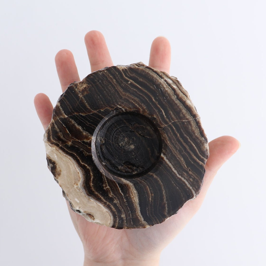 One Rustic Candle Holder Mexican Onyx/Calcite Chocolate