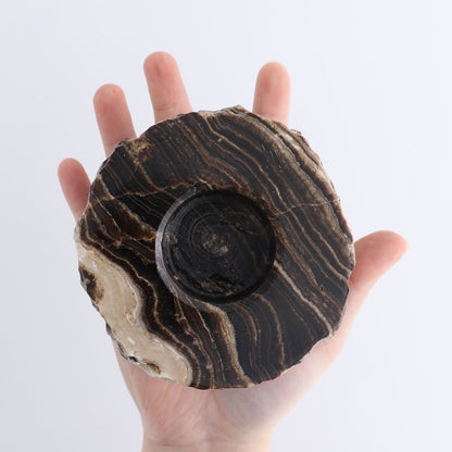 One Rustic Candle Holder Mexican Onyx/Calcite Chocolate