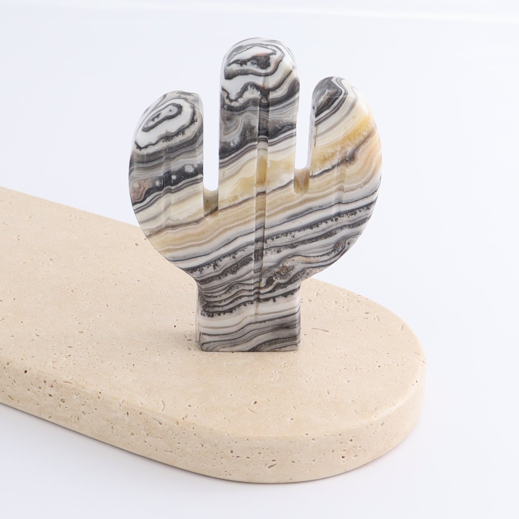 One Cactus Mexican Onyx/Calcite Black & Yellow Zebra 12 cm - Expert Wholesale and Supplier of Wholesale Crystals & Bulk Gemstones, ["Cactus","Calcite","Catalog Onyx","Mexico","onyx"]