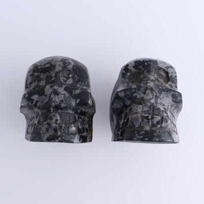 Indigo Gabbro Skulls Set of 2 - Expert Wholesale and Supplier of Wholesale Crystals & Bulk Gemstones, ["Indigo Gabbro","Madagascar","Skulls"]
