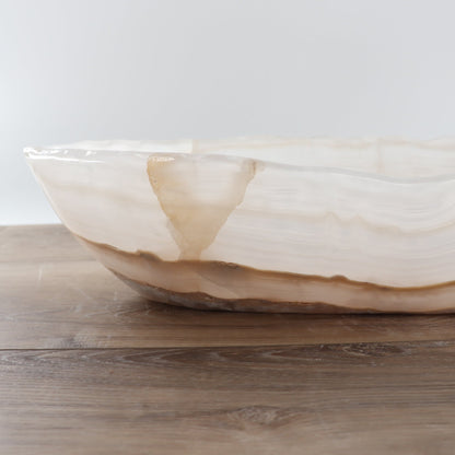 Mexican Onyx/Calcite Canoe Bowl 23"