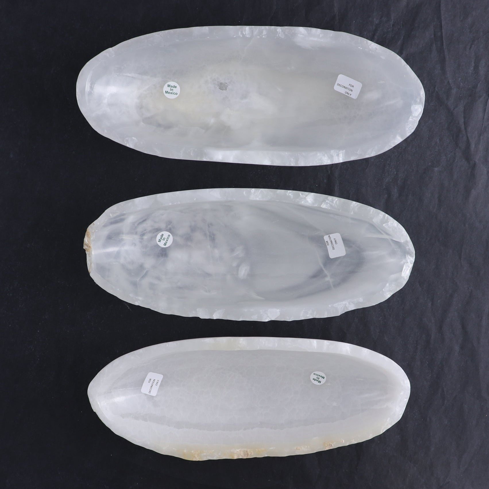 One Mexican Onyx/Calcite White Small Canoe Bowl | Mi Esperanza Minerals | Supplier of Crystals and Onyx