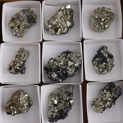 Octahedral Pyrite Clusters Set of 12 - Expert Wholesale and Supplier of Wholesale Crystals & Bulk Gemstones, ["Clusters","Octahedral Pyrite","Peru","Pyrite"]