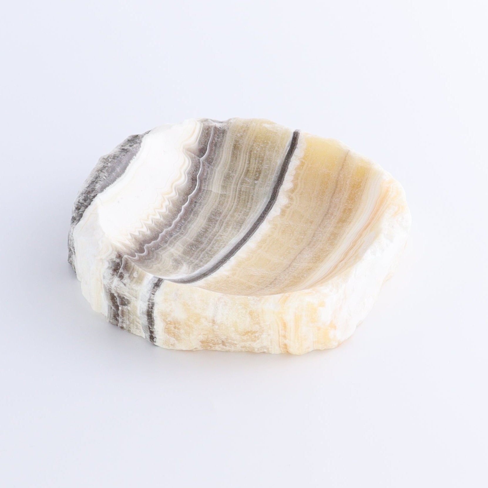One Mexican Onyx/Calcite White & Yellow Zebra Rustic Bowl - Expert Wholesale and Supplier of Wholesale Crystals & Bulk Gemstones, ["bowl","Calcite","Catalog Onyx","Decorative Dish","Mexico","onyx"]