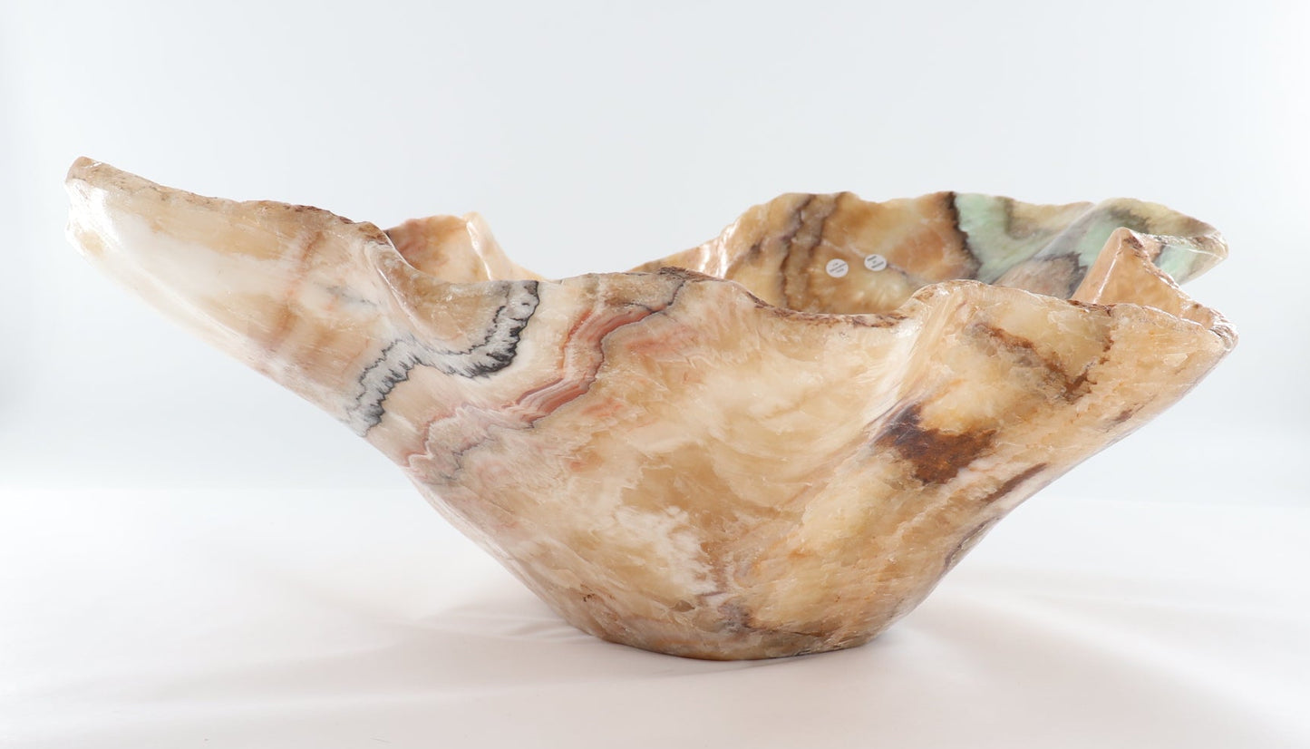 Mexican Onyx/Calcite Bowl (L) 24" x (W) 12" x (H) 9"