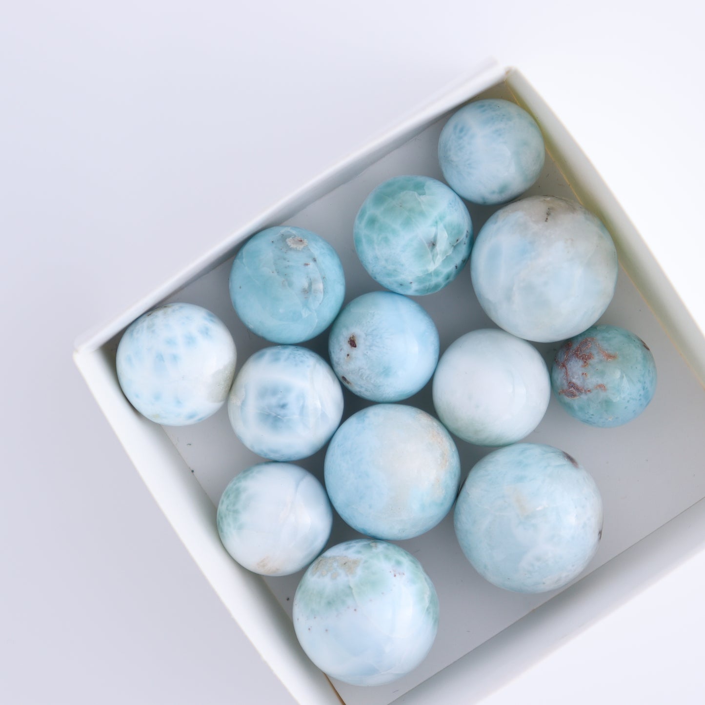 Larimar Spheres Set of 13 - Expert Wholesale and Supplier of Wholesale Crystals & Bulk Gemstones, ["Larimar","Spheres"]