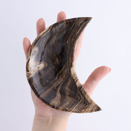 One Chocolate Onyx Moon Dish | Mi Esperanza Minerals | Supplier of Crystals and Onyx
