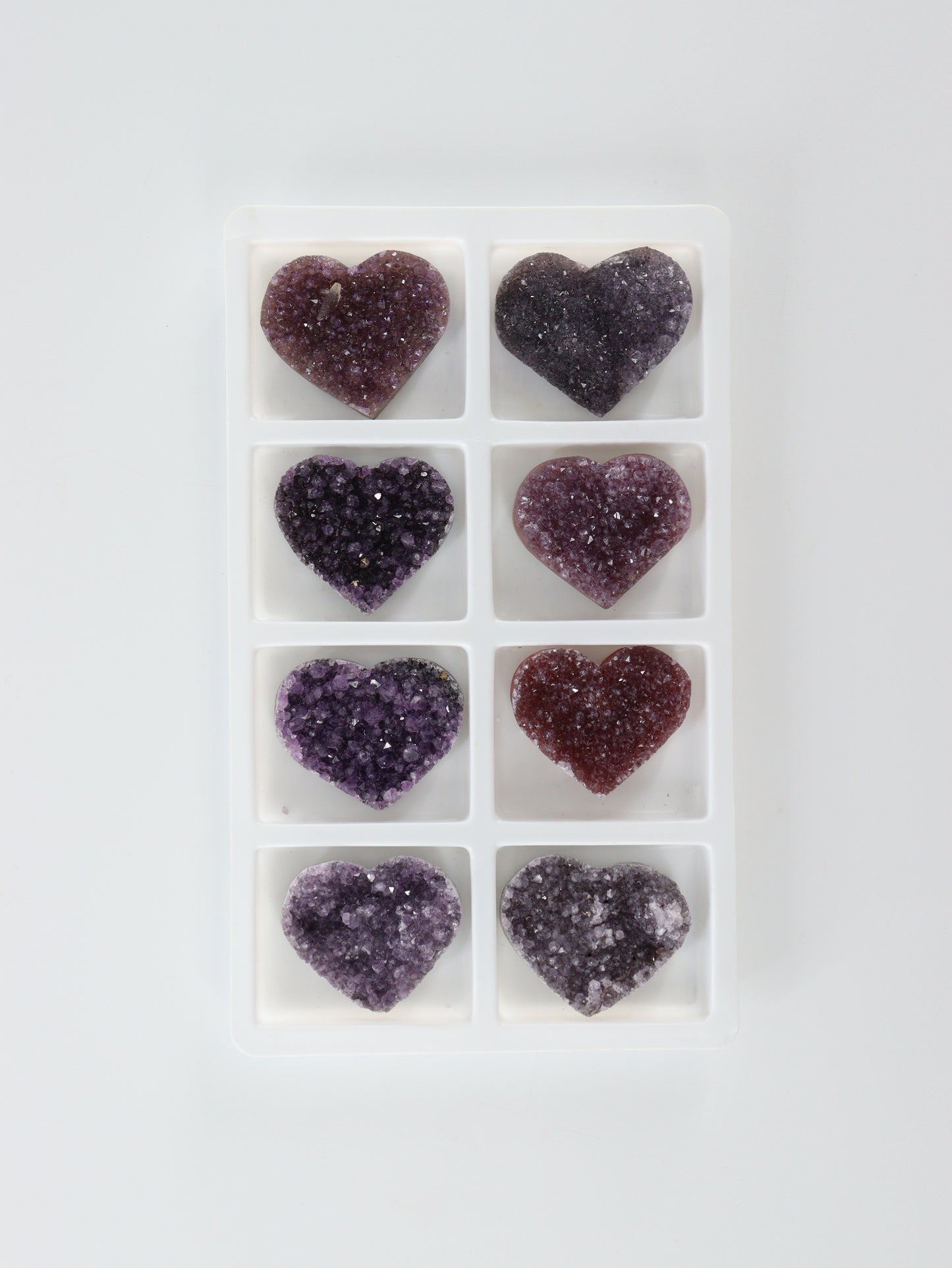 Amethyst Hearts Set of 8 - Expert Supplier of Wholesale Crystals & Bulk Gemstones