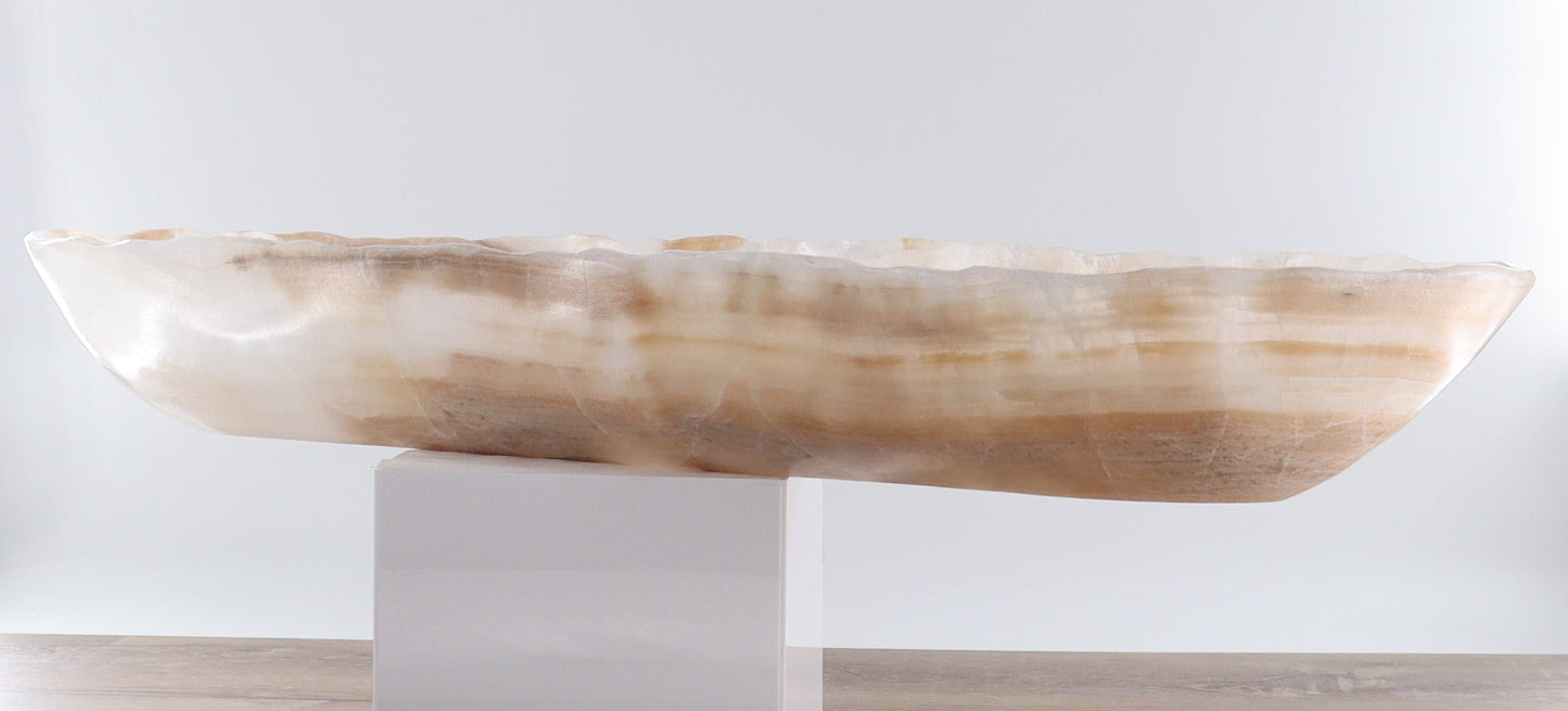 Mexican Onyx/Calcite Canoe Bowl - Expert Wholesale and Supplier of Wholesale Crystals & Bulk Gemstones, ["Bowls","Calcite","canoe","Mexico","onyx"]