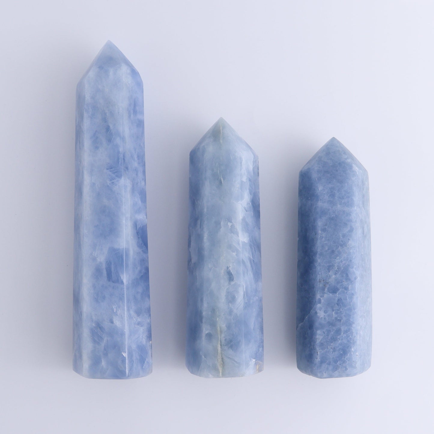 Blue Calcite Towers Set of 3 - Expert Wholesale and Supplier of Wholesale Crystals & Bulk Gemstones, ["Blue Calcite","Calcite","Towers"]