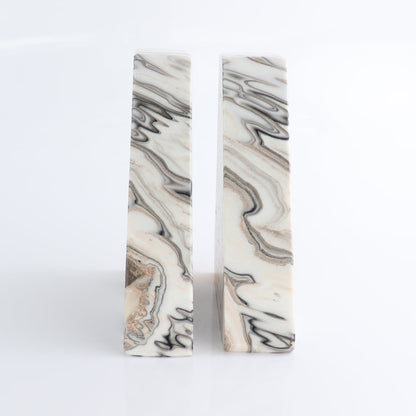 One Pair of Mexican Onyx/Calcite Yellow & White Zebra Polished Bookend