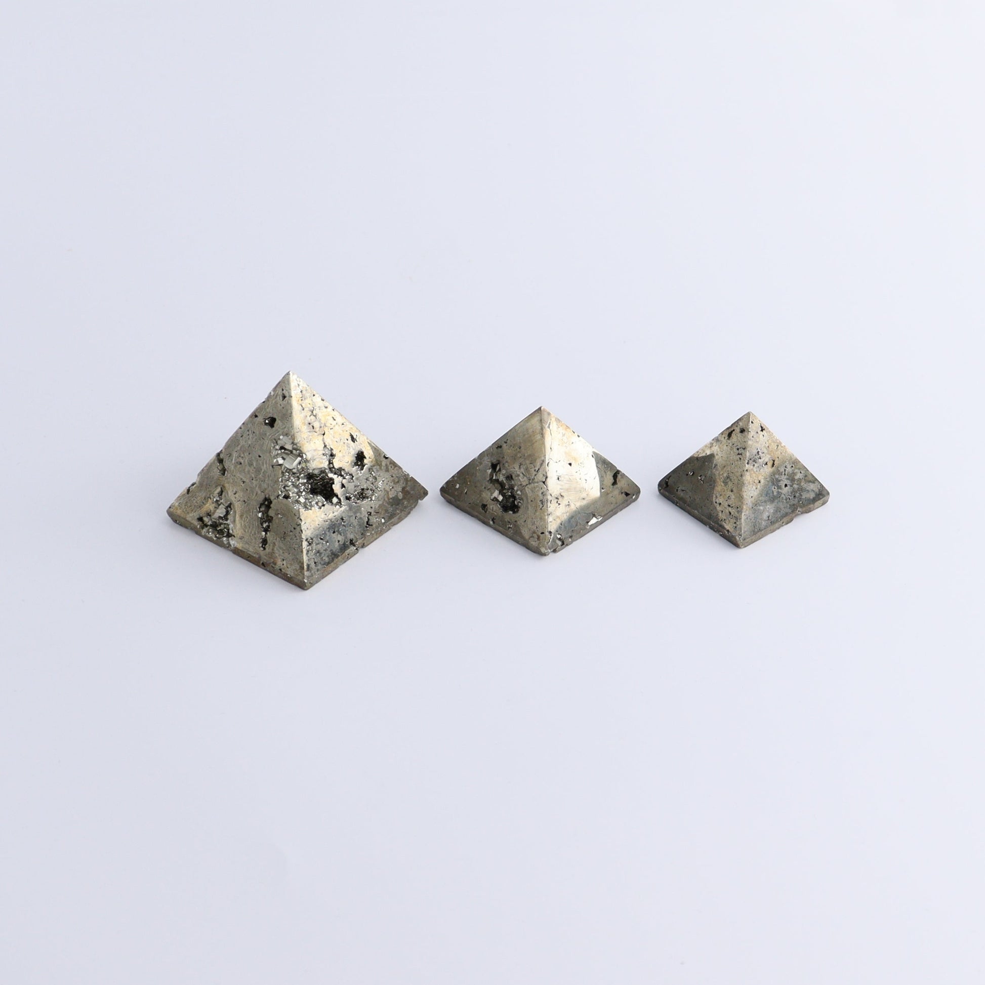 Pyrite Pyramids Set of 9 - Expert Wholesale and Supplier of Wholesale Crystals & Bulk Gemstones, ["Pyramids","Pyrite"]
