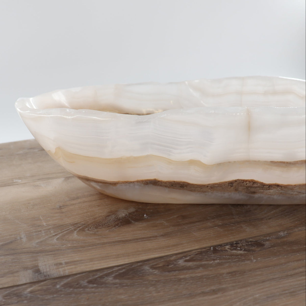 Mexican Onyx/Calcite Canoe Bowl 23"