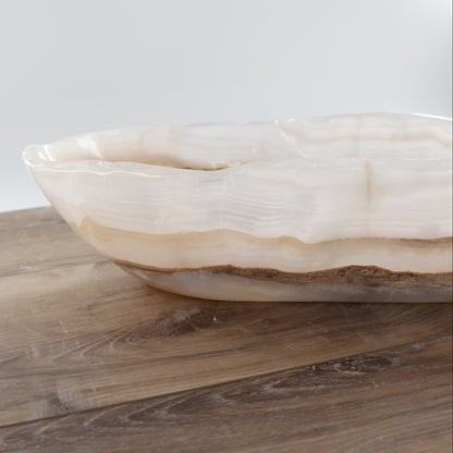Mexican Onyx/Calcite Canoe Bowl 23"