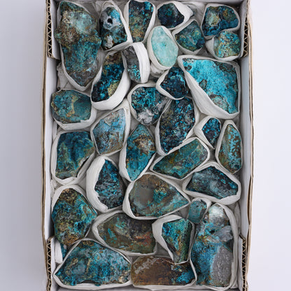 Chrysocolla with Quartz Roughs Flat - Expert Wholesale and Supplier of Wholesale Crystals & Bulk Gemstones, ["Chrysocolla","Flats","Freeforms","Peru","Rough"]