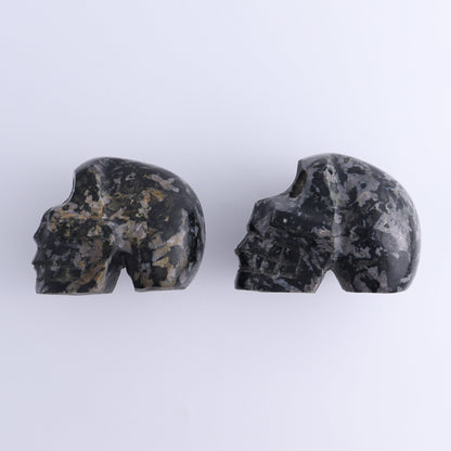 Indigo Gabbro Skulls Set of 2 - Expert Wholesale and Supplier of Wholesale Crystals & Bulk Gemstones, ["Indigo Gabbro","Madagascar","Skulls"]