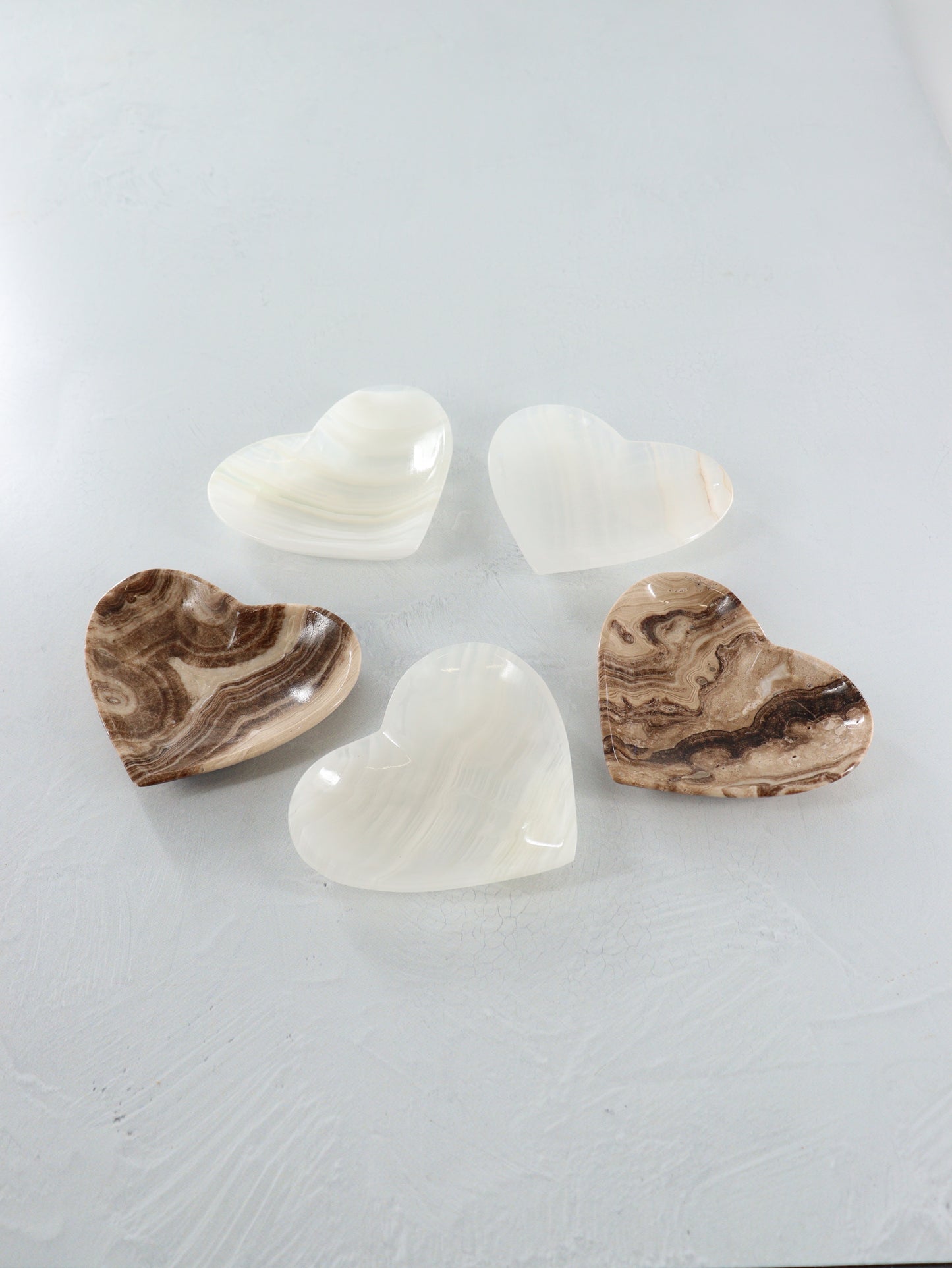 Mixed Onyx Heart Bowls Set of 5 - Expert Supplier of Wholesale Crystals & Bulk Gemstones