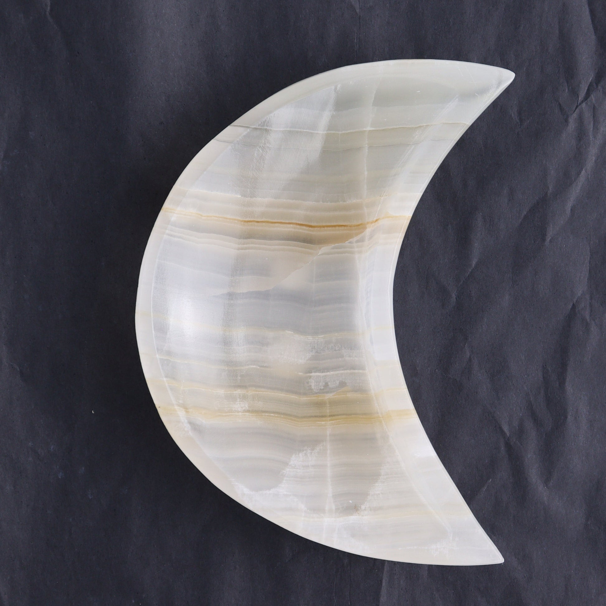 One White Onyx Moon Dish - Expert Wholesale and Supplier of Wholesale Crystals & Bulk Gemstones, ["Catalog Onyx","Decorative Dish","Mexico","moons","onyx","White onyx"]