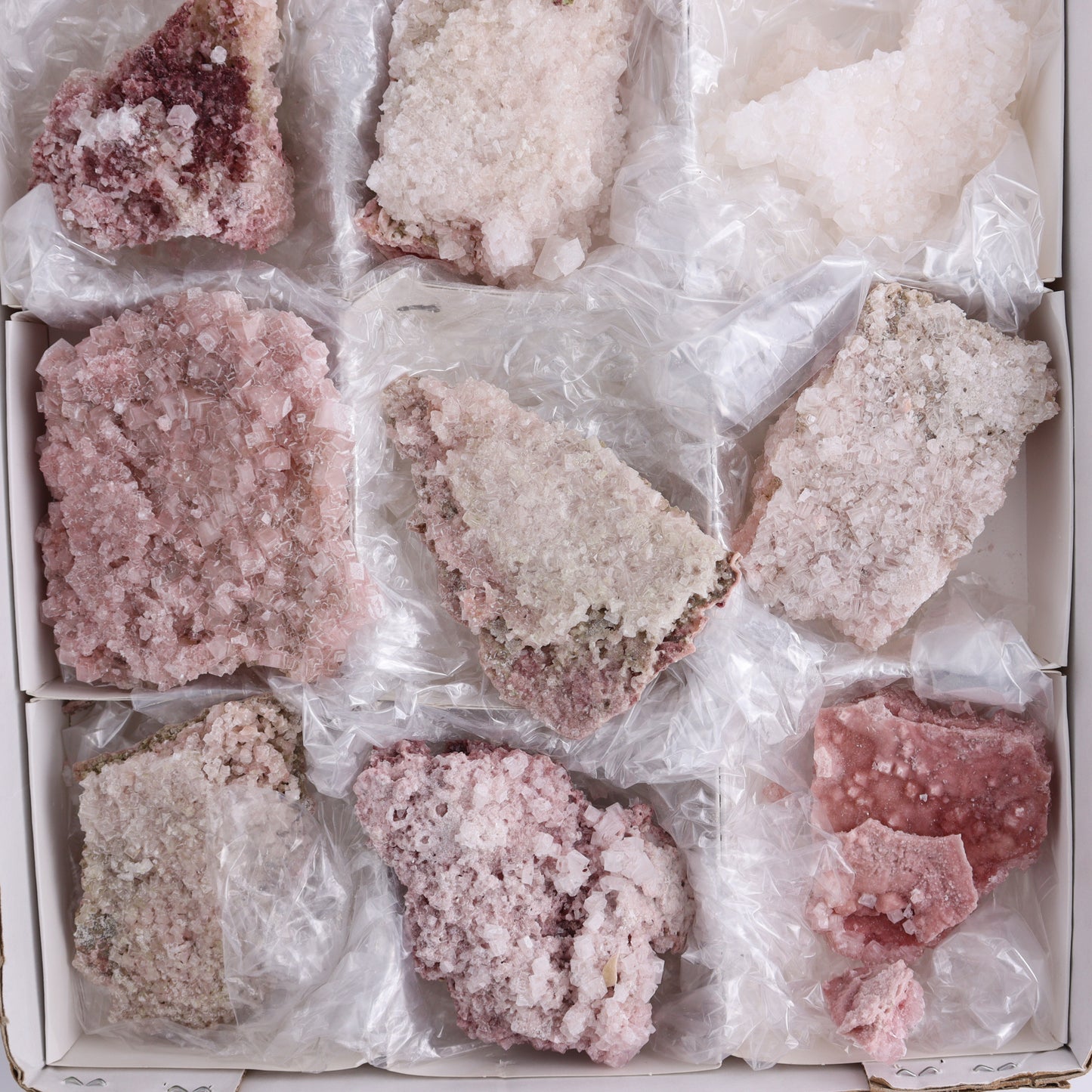 Pink Halite Set of 12 - Expert Wholesale and Supplier of Wholesale Crystals & Bulk Gemstones, ["close_50","Flats","Halite","Pink Halite","United States"]
