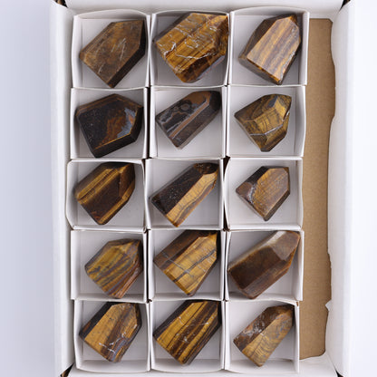 Tiger Eye Towers Set of 15 - Expert Wholesale and Supplier of Wholesale Crystals & Bulk Gemstones, ["Brazil","close_70","Tiger Eye","Towers"]