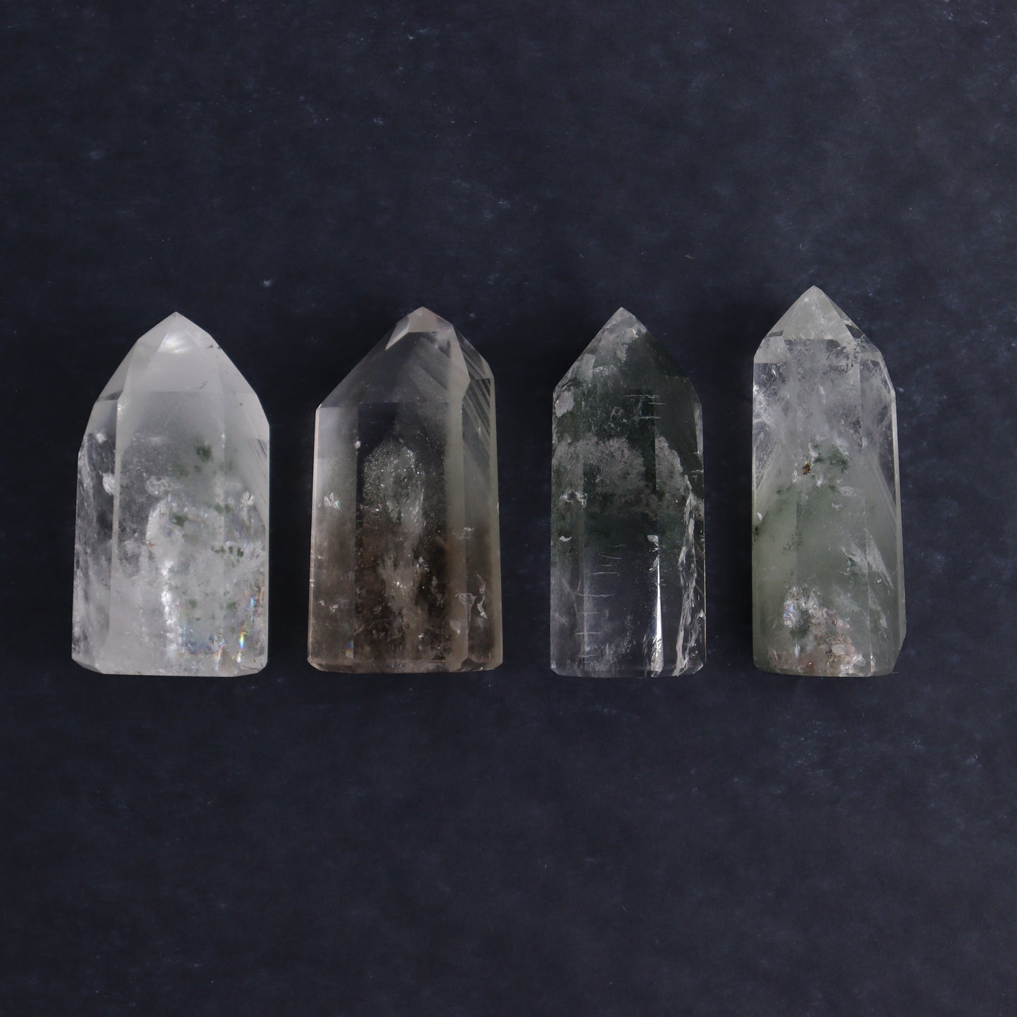 Garden Quartz Towers Set of 6 - Expert Wholesale and Supplier of Wholesale Crystals & Bulk Gemstones, ["Brazil","Garden Quartz","Quartz","Towers"]