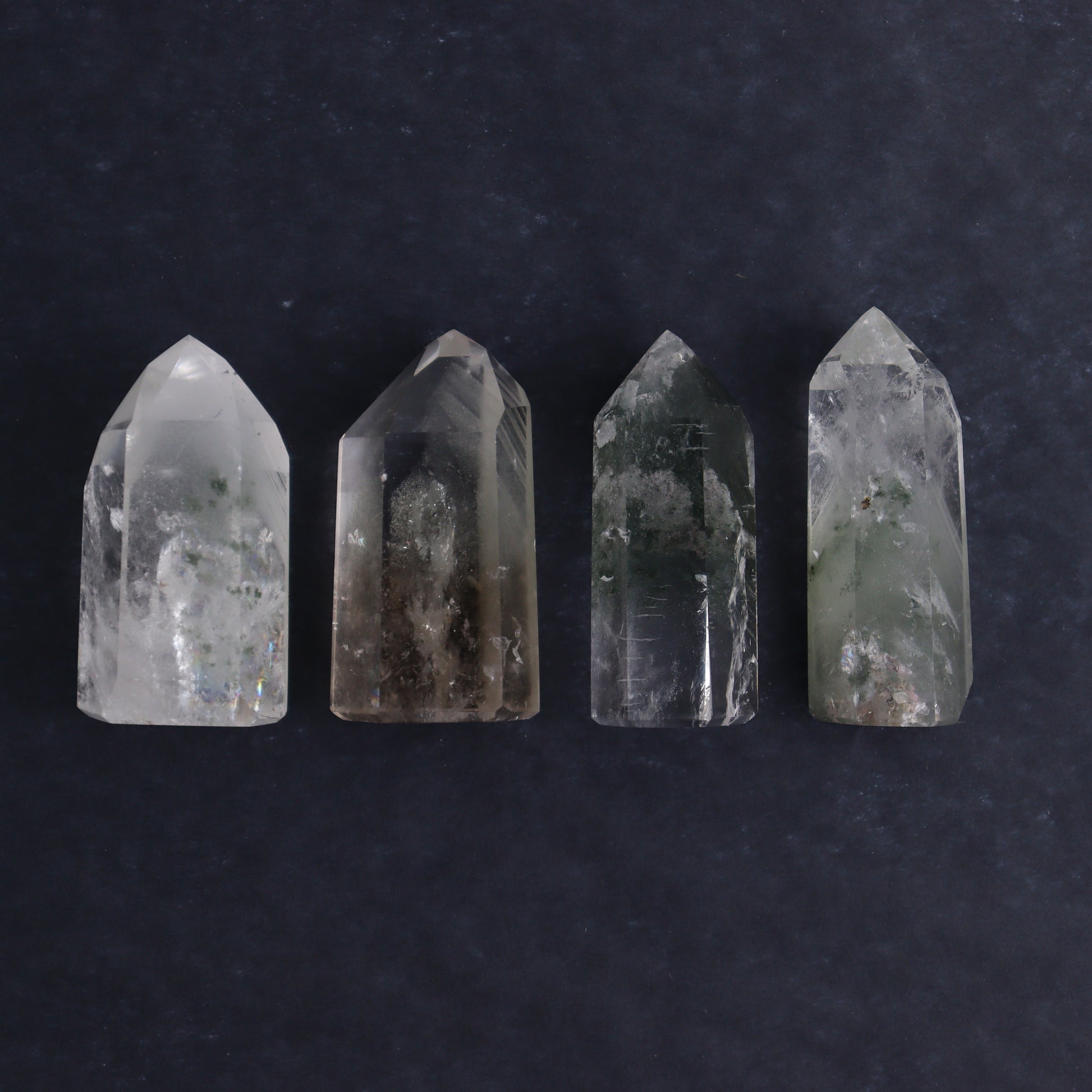 Garden Quartz Towers Set of 6 - Expert Wholesale and Supplier of Wholesale Crystals & Bulk Gemstones, ["Brazil","Garden Quartz","Quartz","Towers"]