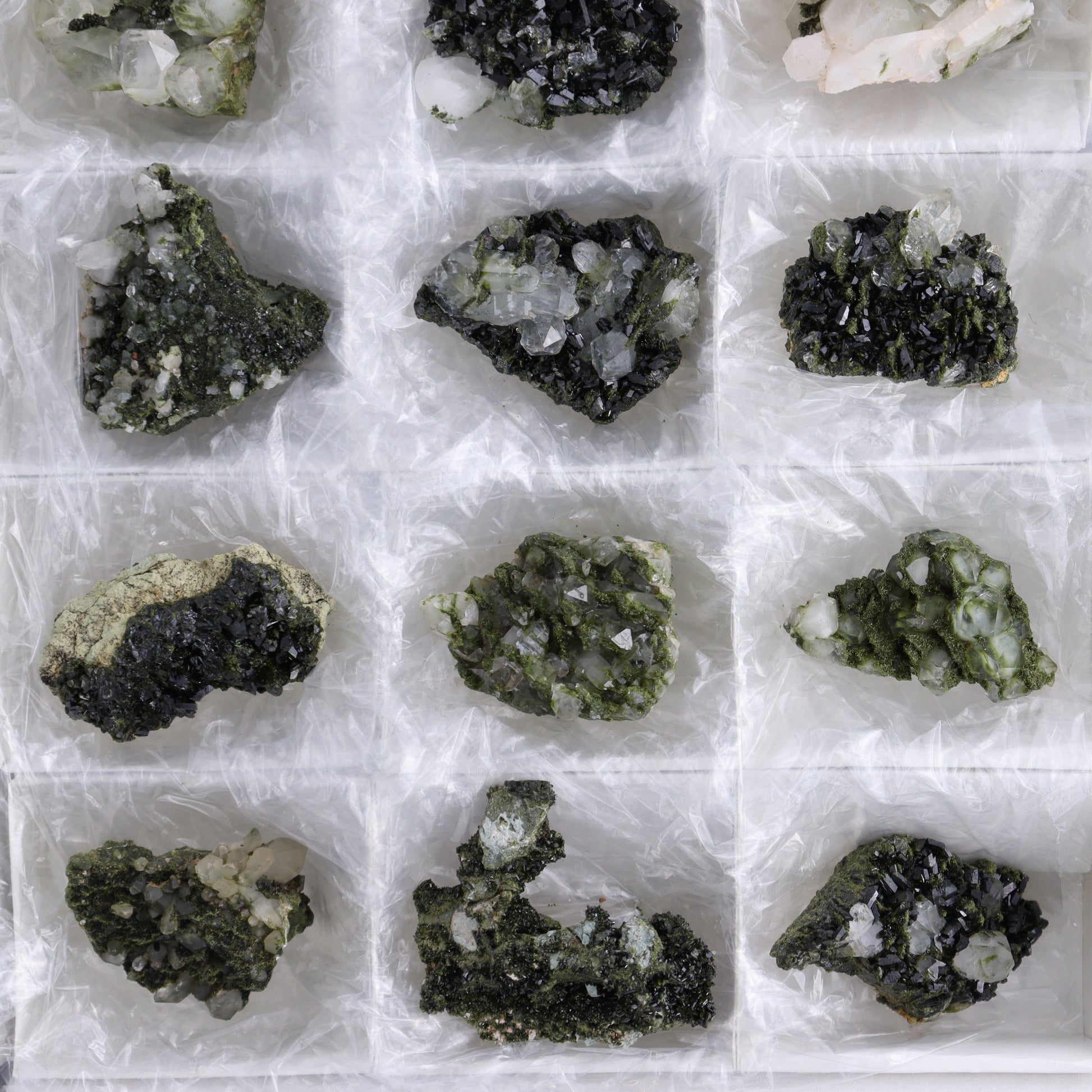 Epidote Set of 15 - Expert Wholesale and Supplier of Wholesale Crystals & Bulk Gemstones, ["epidote","flat","Flats"]