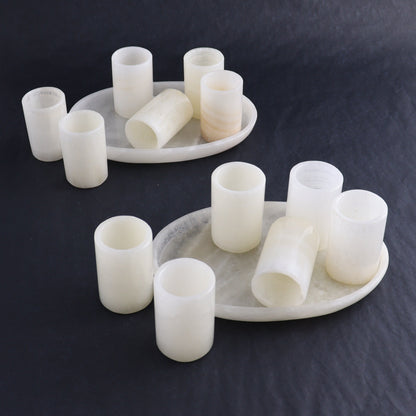 Shot Glass Set Mexican Onyx/Calcite White - Expert Wholesale and Supplier of Wholesale Crystals & Bulk Gemstones, ["Calcite","Catalog Onyx","Mexico","onyx","Shot Glasses"]