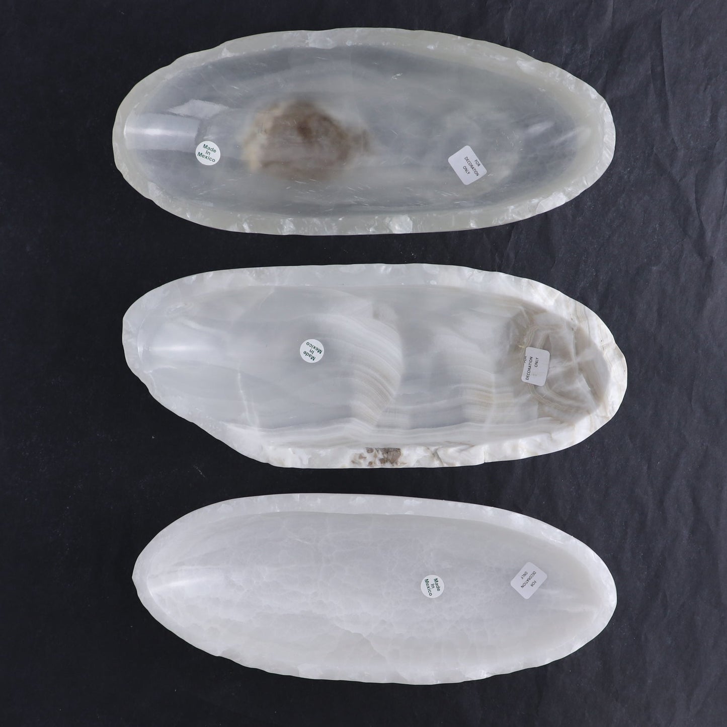 One Mexican Onyx/Calcite White Small Canoe Bowl | Mi Esperanza Minerals | Supplier of Crystals and Onyx