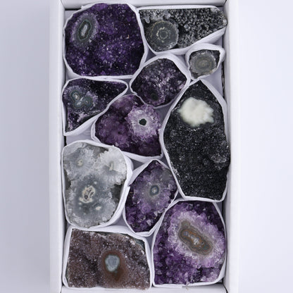 Uruguay Amethyst Clusters with "Eyes" Flat of 11 - Expert Wholesale and Supplier of Wholesale Crystals & Bulk Gemstones, ["Amethyst","Clusters","Eyes Amethyst","Uruguay"]