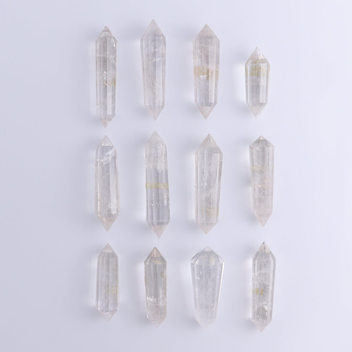 Quartz Faceted Double Points Set of 12 - Expert Wholesale and Supplier of Wholesale Crystals & Bulk Gemstones, ["Brazil","Clear Quartz","close_50","Mixed Carvings","Quartz"]