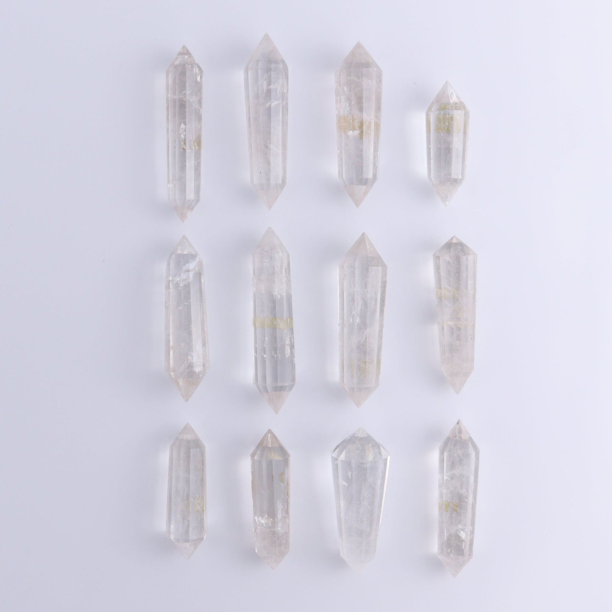 Quartz Faceted Double Points Set of 12 - Expert Wholesale and Supplier of Wholesale Crystals & Bulk Gemstones, ["Brazil","Clear Quartz","close_50","Mixed Carvings","Quartz"]