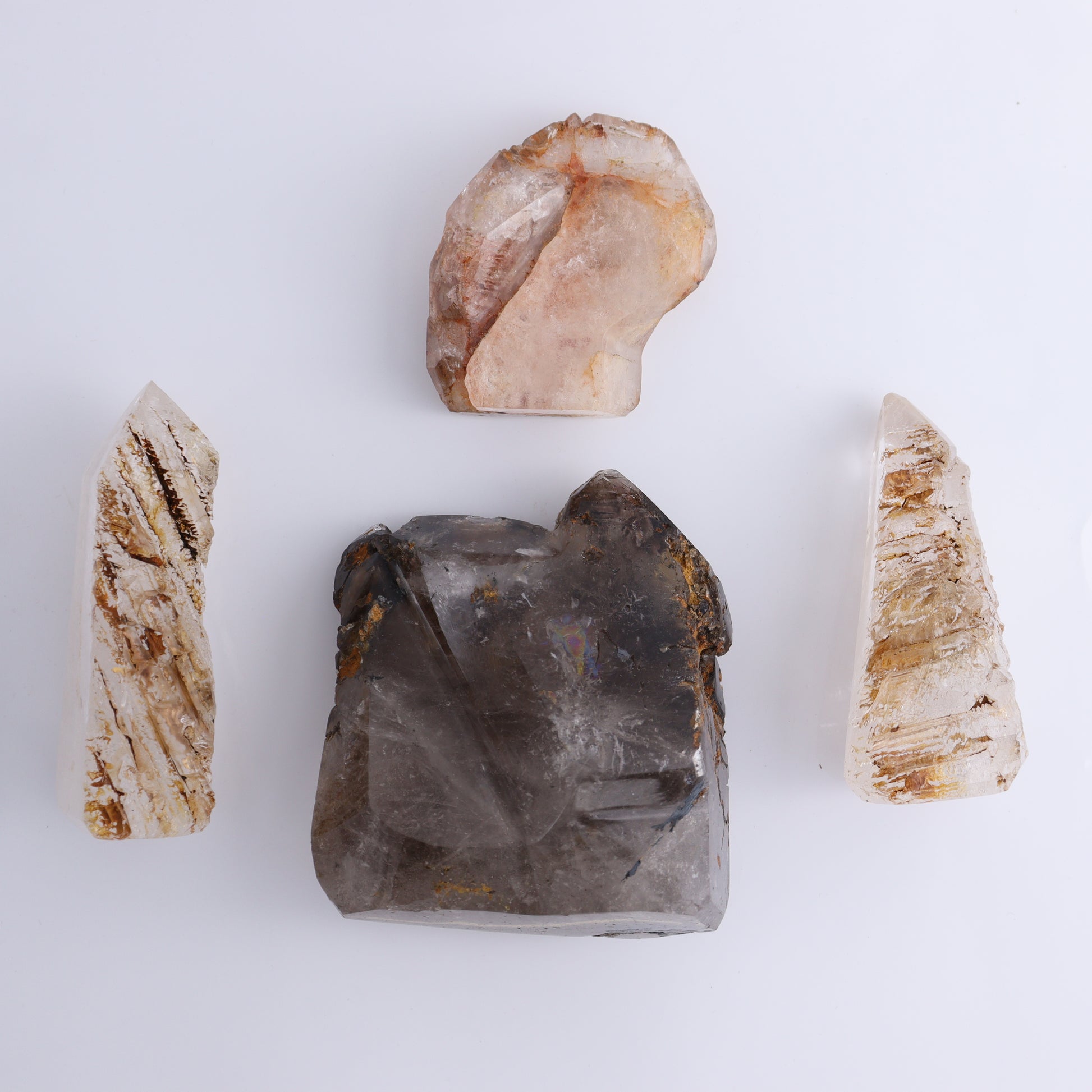 Inclusion Quartz Freeform Set of 4 from Madagascar - Expert Wholesale and Supplier of Wholesale Crystals & Bulk Gemstones, ["close_70","Freeform","Madagascar","Quartz"]