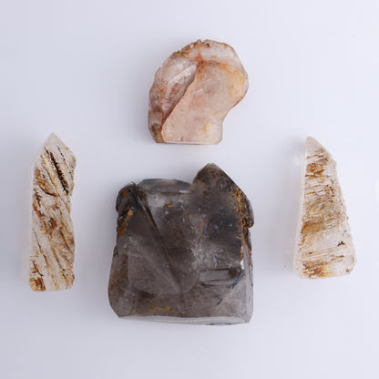 Inclusion Quartz Freeform Set of 4 from Madagascar - Expert Wholesale and Supplier of Wholesale Crystals & Bulk Gemstones, ["close_70","Freeform","Madagascar","Quartz"]