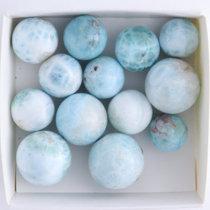 Larimar Spheres Set of 13 - Expert Wholesale and Supplier of Wholesale Crystals & Bulk Gemstones, ["Larimar","Spheres"]