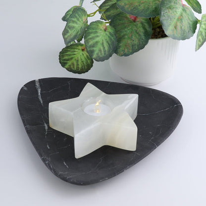 One Mexicano Onyx/Calcite White Star Candle Holder