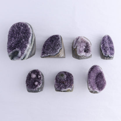 Uruguay Amethyst Cut Base Set of 7 - Expert Wholesale and Supplier of Wholesale Crystals & Bulk Gemstones, ["Amethyst","Cut Base","Uruguay"]