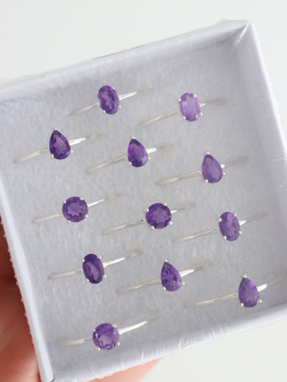 Sterling Silver Amethyst Rings Box of 12 - Expert Wholesale and Supplier of Wholesale Crystals & Bulk Gemstones, ["amethyst","rings"]