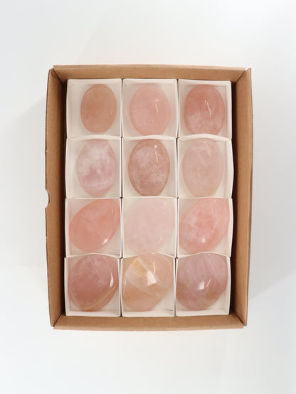 Rose Quartz Palm Stones Set of 12 - Expert Supplier of Wholesale Crystals & Bulk Gemstones