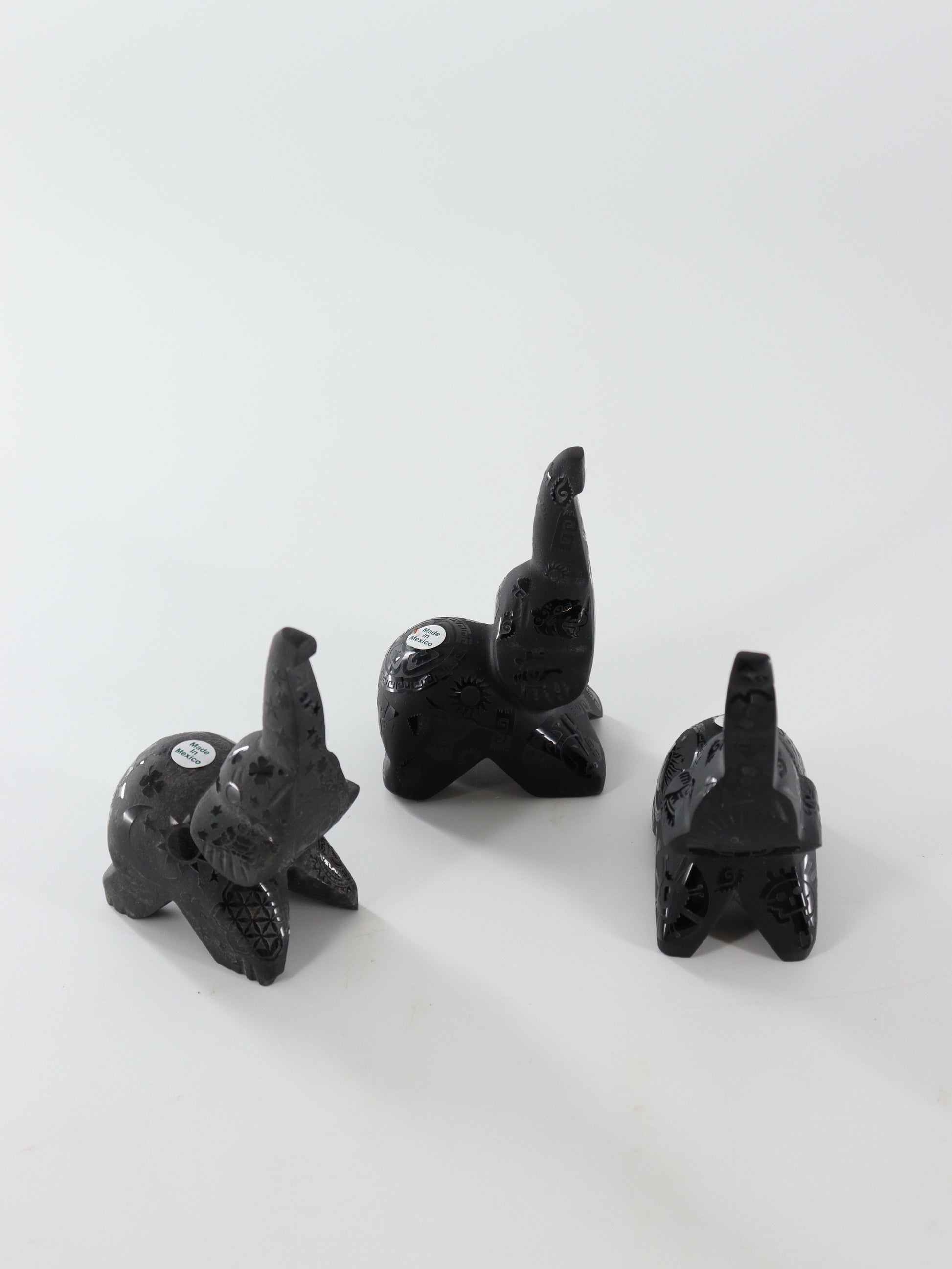 Obsidian Elephant Carvings Set of 3 - Expert Supplier of Wholesale Crystals & Bulk Gemstones