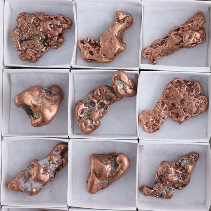 Copper Nuggets Flat of 12 - Expert Wholesale and Supplier of Wholesale Crystals & Bulk Gemstones, ["copper","Copper Nuggets","Freeforms","United States"]