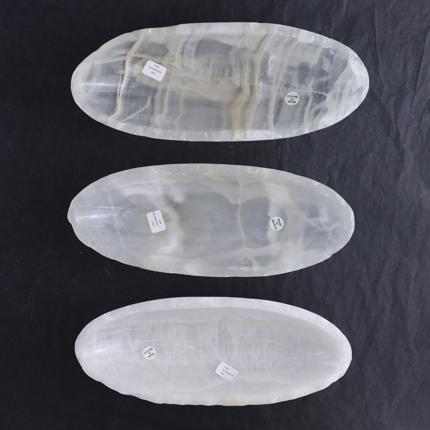 One Mexican Onyx/Calcite White Small Canoe Bowl | Mi Esperanza Minerals | Supplier of Crystals and Onyx