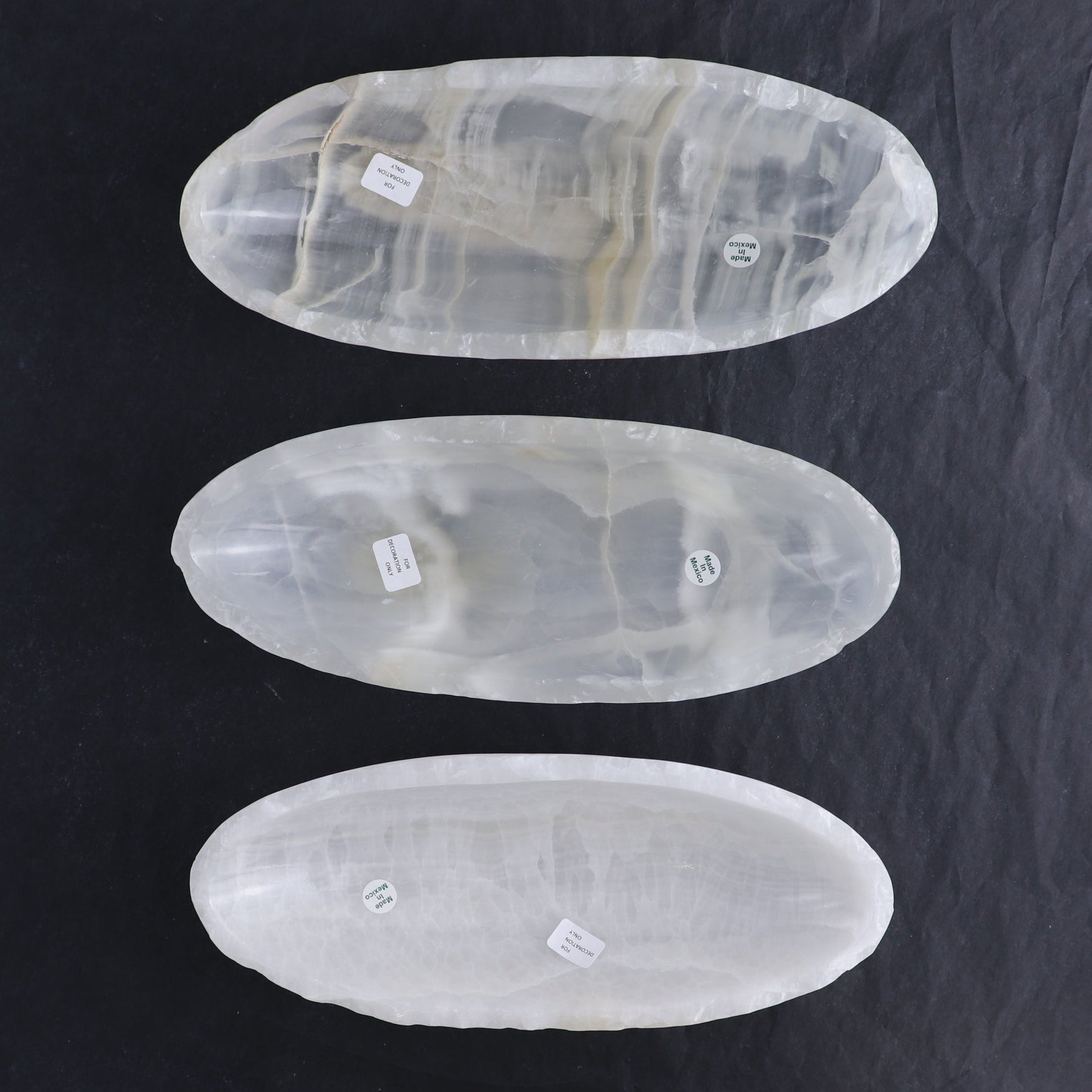 One Mexican Onyx/Calcite White Small Canoe Bowl | Mi Esperanza Minerals | Supplier of Crystals and Onyx