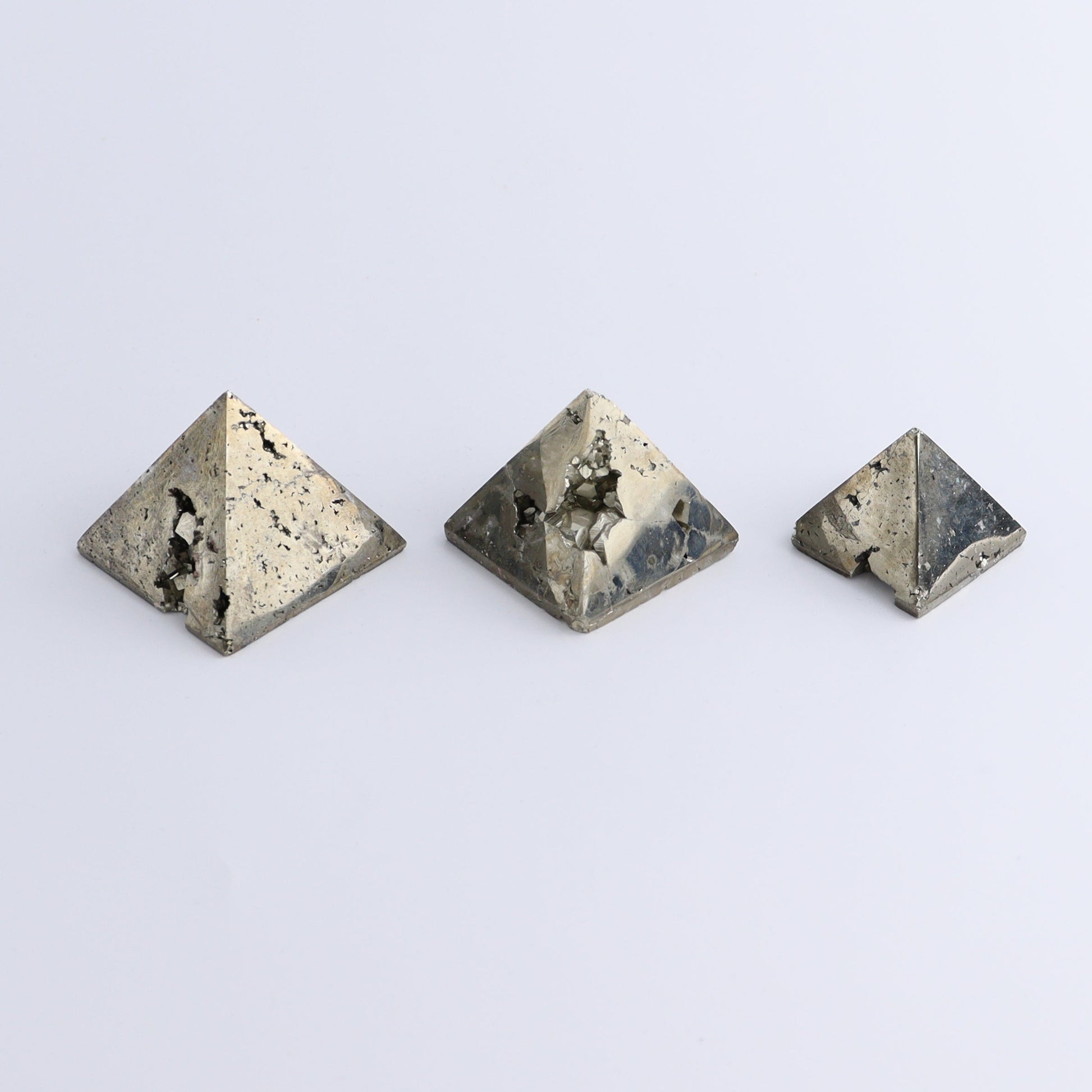 Pyrite Pyramids Set of 9 - Expert Wholesale and Supplier of Wholesale Crystals & Bulk Gemstones, ["Pyramids","Pyrite"]