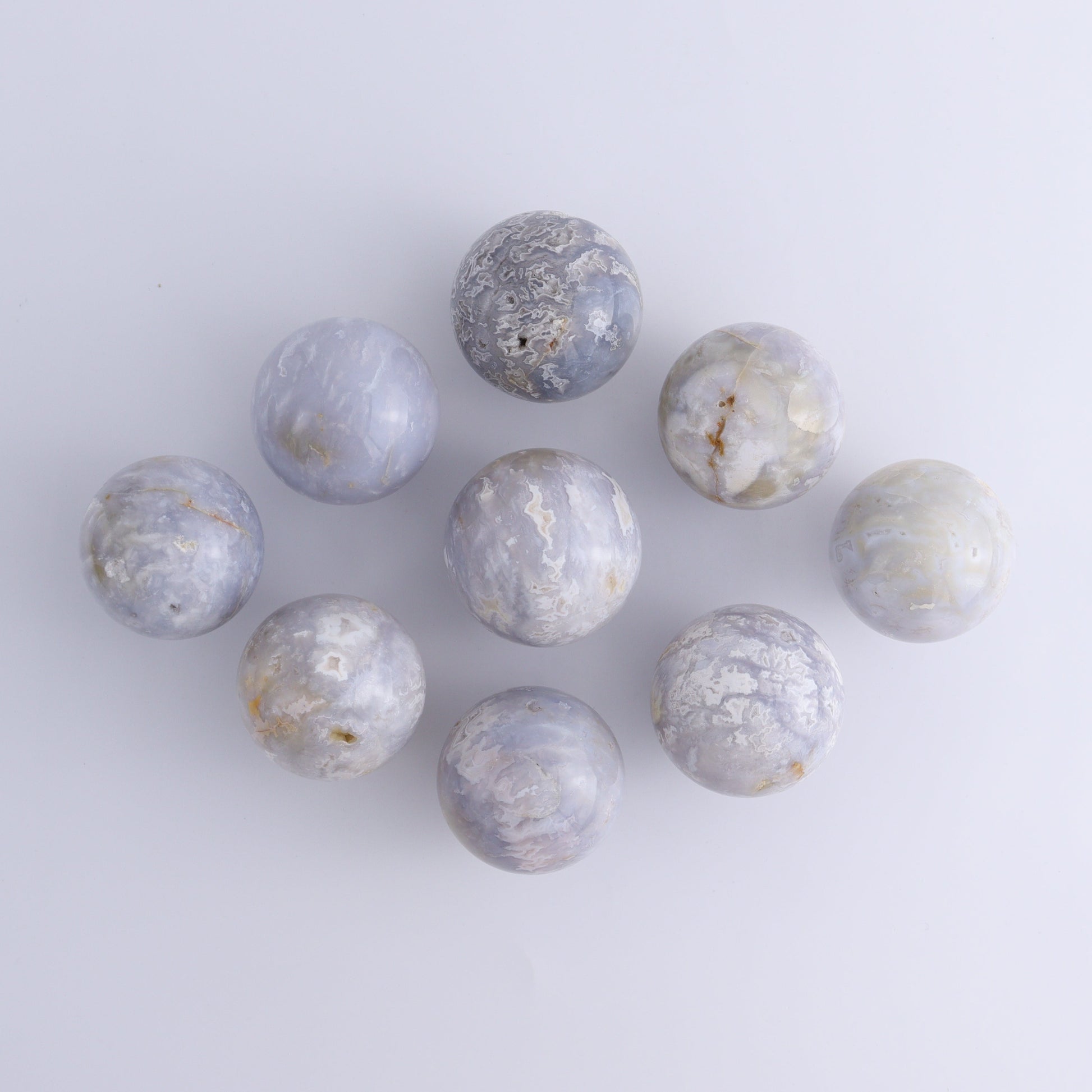 Agate Spheres Set of 9 - Expert Wholesale and Supplier of Wholesale Crystals & Bulk Gemstones, ["Agate","Madagascar","Spheres"]